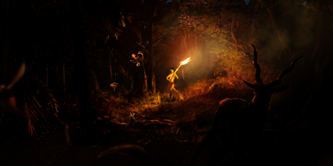 Bild: Szene aus Dschungel nachts im Fackelträger