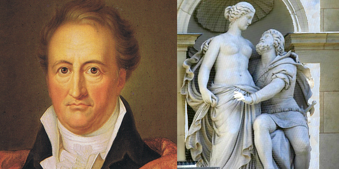 Bild: Goethe im mittleren Alter und das Faust-Memorial in Wien