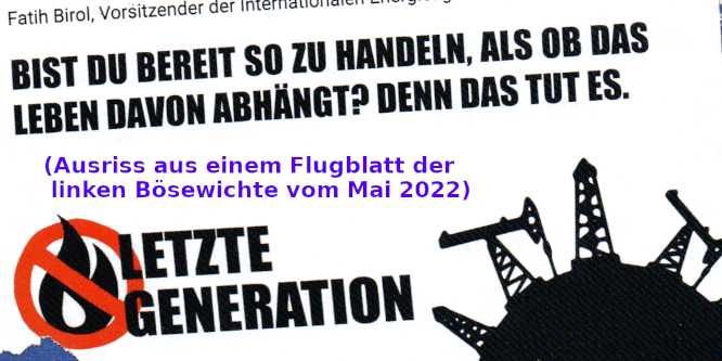 Bild: Antifa macht der letzten Generation Panik und ruft auf zu kämpfen als wenn das Leben davon abhinge