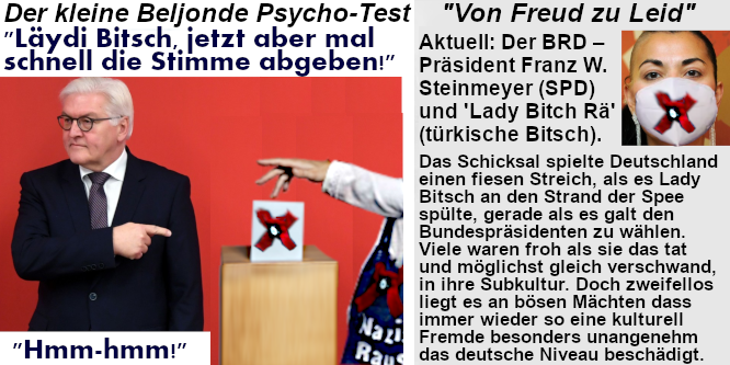 Beljonde Comedy zeigt den BRD-Bundespräsidenten Steinmeyer und die GRÜNE Delegierte Lady Bitch Rae bei seiner Wahl