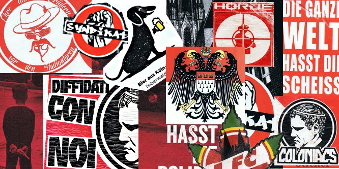 Bild: Hooligan Sticker aus Köln/>
<H5>1.1 Ein Blick auf die Römer von einst und jetzt</H5>
<P CLASS=