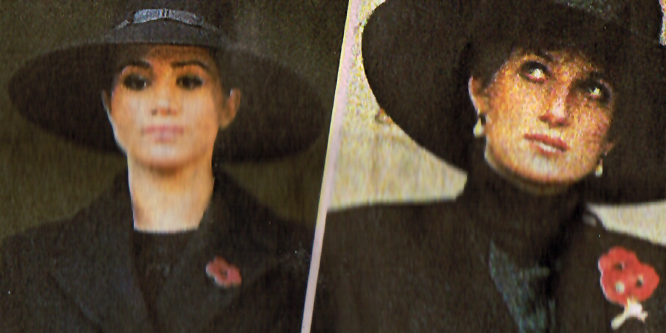 Lady Di and Meghan wearing exactly the same dresses