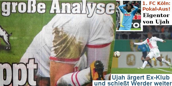 Fussballbilder Collage mit einem historischen Titelblatt des Koelner EXPRESS