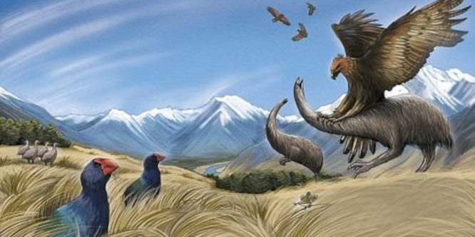 Bild: Haast Adler greift Riesen-Moa an