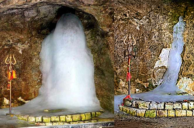 Eissäule in Höhle dick und später fast geschmolzen