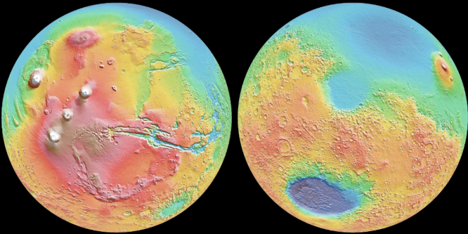 Bild: Mars Oberflaeche Hoehenprofil