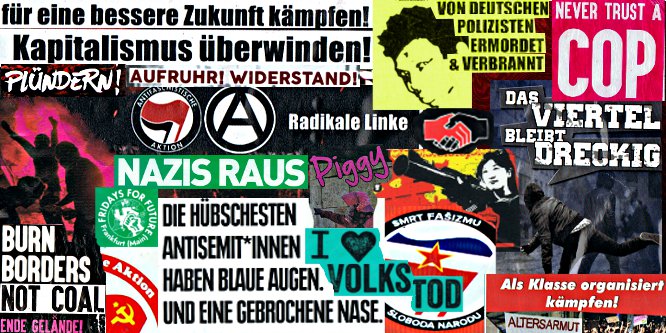 Collage: Antifa Sticker und andere aus dem Jahr 2020 />
<H5>4.1 Viele Linke werden immer so wütend, das liegt an wenigen
Hetzern</H5>
<P CLASS=