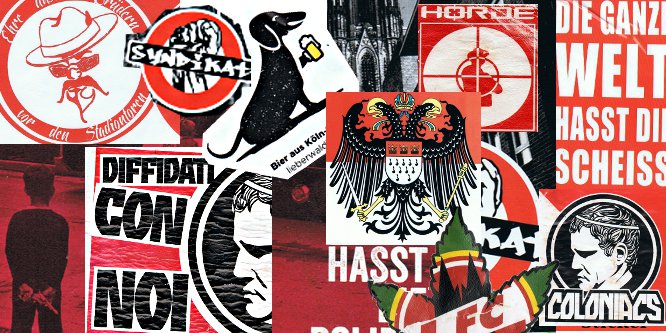 Bild: Hooligan Sticker aus Köln/>
<H5>1.1 Ein Blick auf die Römer von einst und jetzt</H5>
<P CLASS=