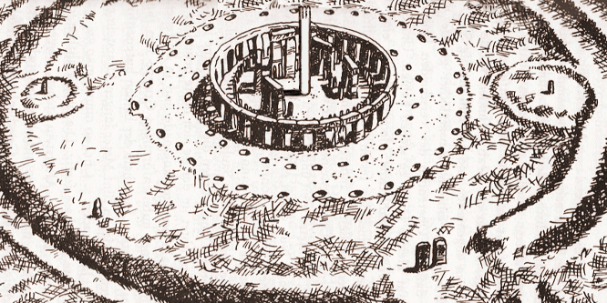 Stonehenge with Altar Stone speculative drawing